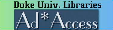 Duke University presents links to advertisements by company, product, date, etc. and includes Beauty and Hygiene, Radio, Television, Transportation, World War II propaganda, and more.