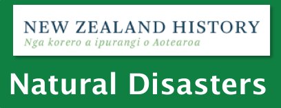 Learn about natural disasters in New Zealand, including landslides, earthquakes, storms, volcanic eruptions, floods, and fires, plus a link to a map of the disasters.